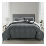 Duvet Cover Microfibra Doble Gris  Líneas