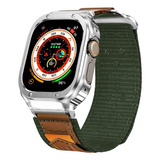 Malla De Nylon+funda Para Apple Watch 49mm Ultra1/2 M Verde