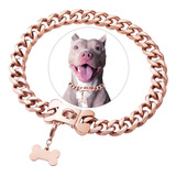 Collar De Cadena Para Perro Acero Inoxidable Oro Rosa 30cm
