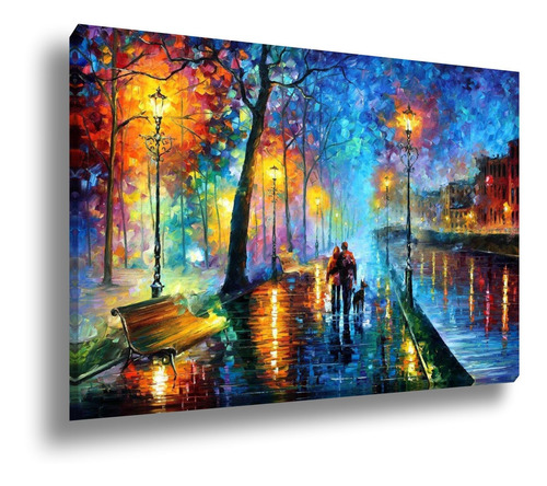 Quadro Canvas Grande Decorativo Pintura Casal Chuva 120x90 Cor Impressão Em Alta Resolução Cor Da Armação Tecido Canvas Bordas Infinitas