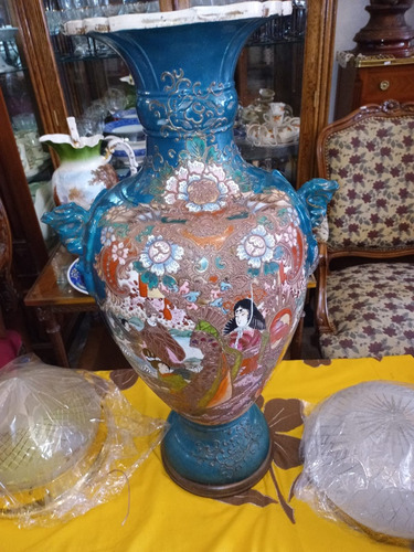 Antiguo Jarron Oriental Porcelana 78.5 Alto  No Envio N69