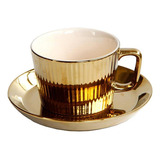 B Conjunto De Xícara E Pires De Chá/café De Luxo Dourado
