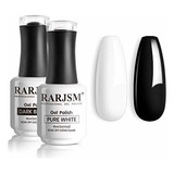 Esmalte De Uñas - Rarjsm Black White Gel Nail Polish Kit