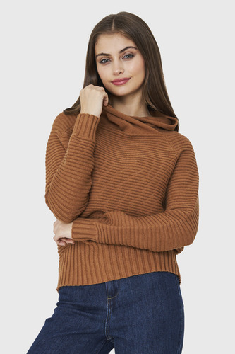 Sweater Cuello Tortuga Canalé Camel Nicopoly