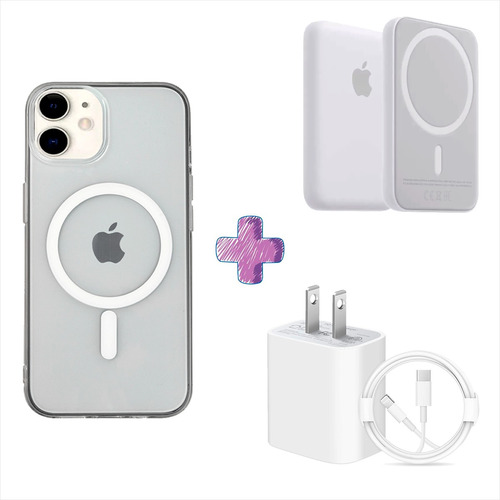 Kit Funda Para iPhone Magsafe Bateria Magsafe Cargador C