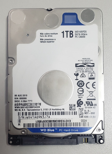 Hd 1 Tb Western Digital  Wd10spzx Azul Usado Saude 100%