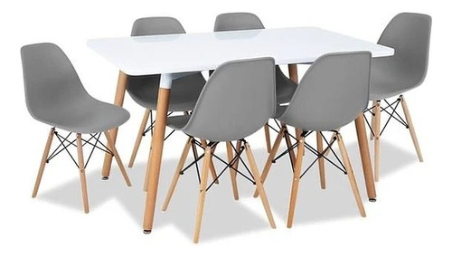 Comedor Rectangular Eames Con 6 Sillas