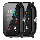 2 Fundas Amazfit Gts 4 Mini +vidrio Templado (black-black)