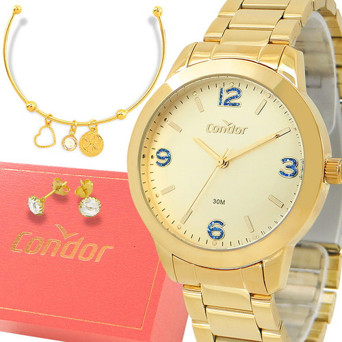 Relógio Feminino Dourado Condor Original 1 Ano De Garantia
