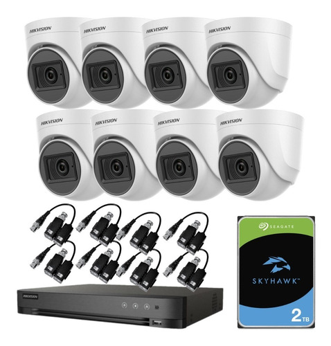 Kit Seguridad Hikvision Dvr 8ch + 8 Camaras 5mpx + Disco2tb