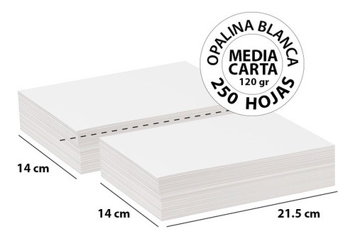Opalina Blanca Media Carta 120 Gr - 250 Hojas