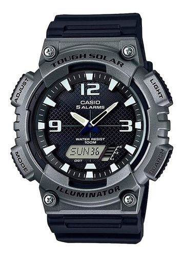 Reloj Casio Core Aq-s810w-1a3vcf Tough Solar Hora Mundial Color De La Correa Negro Color Del Bisel Gris