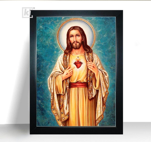 Quadro Decorativo Jesus Cristo Moldura A4 32cm