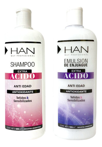 Shampoo Y Enjuague Han Ph 3.5 Teñidos Y Sensibilizados 500ml