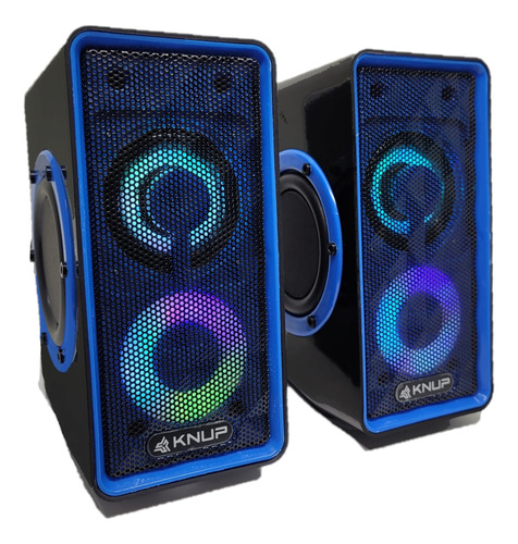 Caixa Som Gamer Pc Potente Subwoofer Led Rgb Note Cel P2 Usb