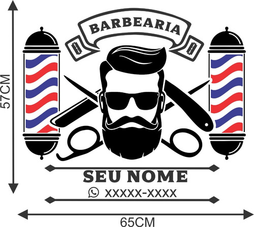 Adesivo Barbearia Barbeiro Salão Parede Vidro Barb152.1