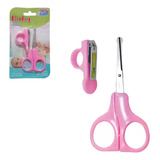 Kit Tesoura E Cortador Unha Higiene Bebe Mão Pé Rosa Artbaby