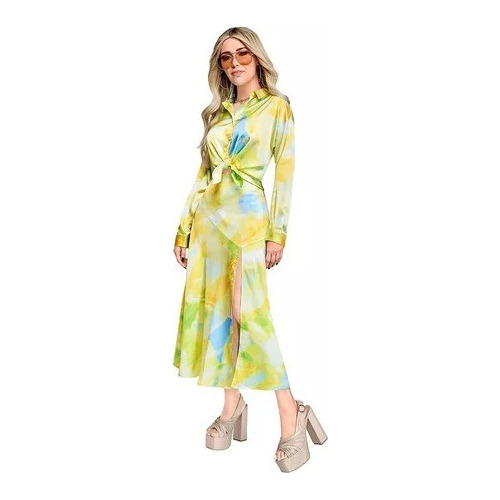 Conjunto Mujer Camisa Y Falda Color Mult Tie Dye 984-99