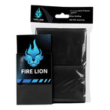 Fire Lion: Premium Black Matte - 100 Sleeves P/ Cartas Tcg