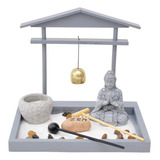 Escultura Jd Japones Zen Garden Buda, Porta Velas Cinza 12cm