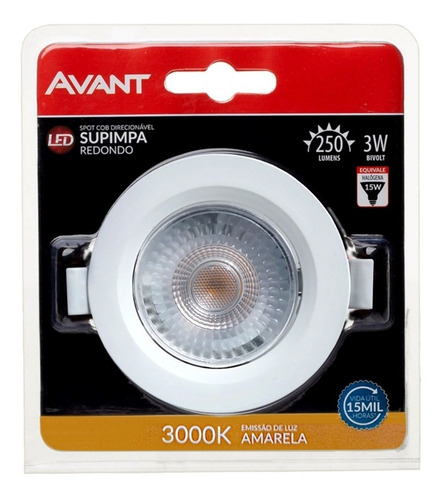 Kit 10 Spot Led Embutir 3w Redondo 3000k Sanca Gesso Teto