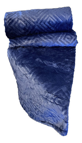 Cobertor Manta Flannel Embossed King Queen Luxo 2,20x2,40 Cor Azul-marinho