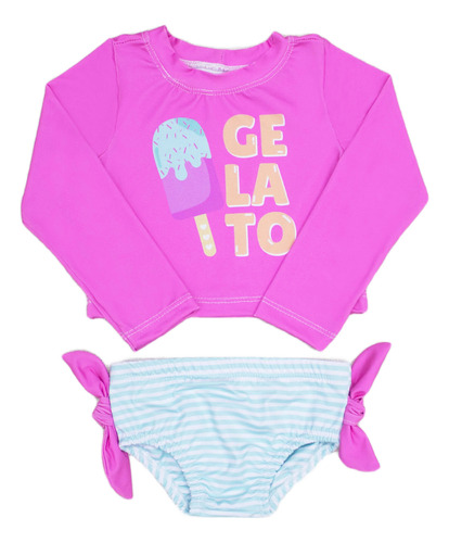 Roupa De Banho Infantil Menina Camisa Calcinha Proteção Uv
