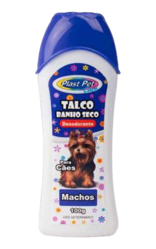 Talco Banho Seco Cães Macho Plast Pet 100gr