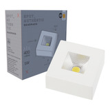 Kit 7 Spot Led Cob Quadrado Sobrepor 5w Branco Quente 3000k