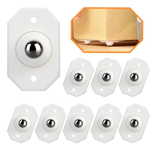 8pcs Mini Ruedas Giratorias Acero Inoxidab 360° Autoadhesivo