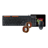 Kit 4 En 1 Mouse Teclado Mousepad Parlantes Mt-c105 Meetion