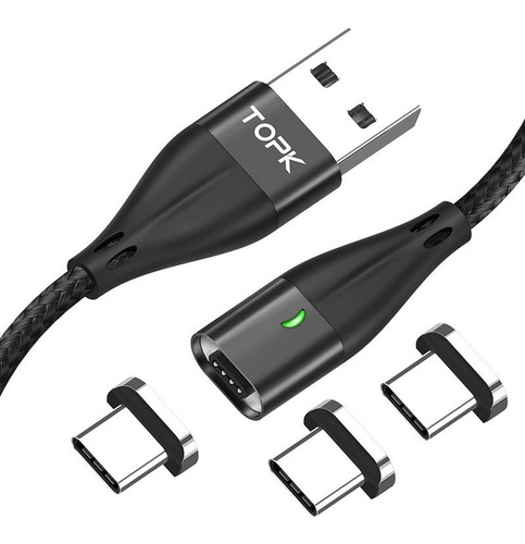 Cable Usb Magnetico Topk 3 En 1 Datos Carga Rapida Qc 3.0