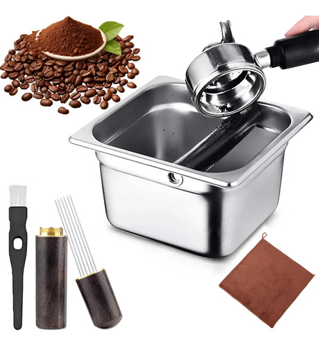 Espresso Profesional Knock Box Caja Toallas Y Cepillos 4pc