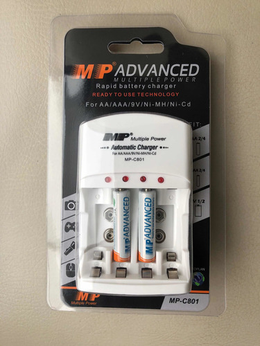 Cargador Multipower + 2 Pilas Aaa Recargables 1250 Mah