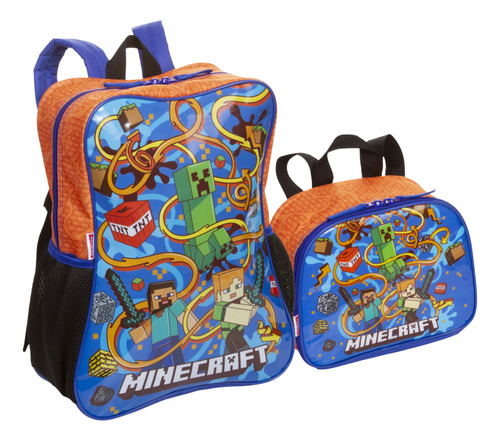 Kit Mochila Escolar Infantil Lancheira Minecraft Sestini