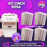 Encuadernadora Cinch Cuadrada Rosa + 12 Planner + 12 Anillos