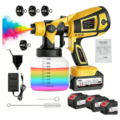 Pistolas De Pintura Eléctrica Compresor Portatil Profesional 3 Baterías Con 3 Modos Y Control De Flujo Portatil Maquina Para Pintar Casas Profesional | Meses sin interés