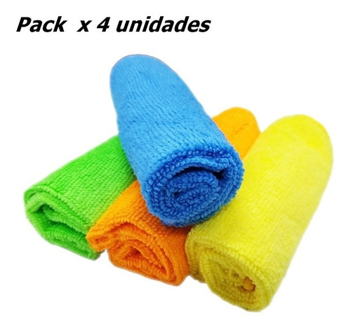 Pack X 4 Paños Microfibra Multiuso Limpieza Cocina Living