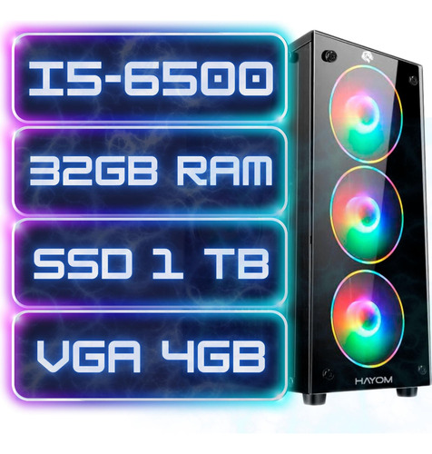 Cpu Gamer I5-6500 + 32gb Ddr4 + Ssd 1 Tb + Placa Video 4gb