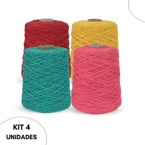 Kit 4 Barbantes Colorido 600g N°6 Crochê Tricô Artesanato 