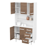 Vajillero Aparador 90 Mueble Organizador De Cocina Melamina Color Blanco Con Frente Mezzo