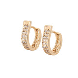 Aretes Arracadas Huggies Pequeños Mujer Swarovski Oro Lamin