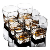 Kit 6 Copos Whisky De Vidro Quadrado Classico Uisque Drink