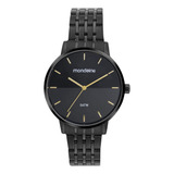 Relogio Mondaine Feminino Preto Dourado Grande 32683lpmvpe4