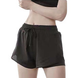 Short De Yoga Deportivos De Lycra De Doble Capa Con Bolsillo