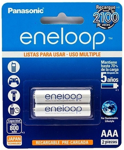 Pila Recargable Aaa Panasonic Eneloop Blister X 2 Unidades!!