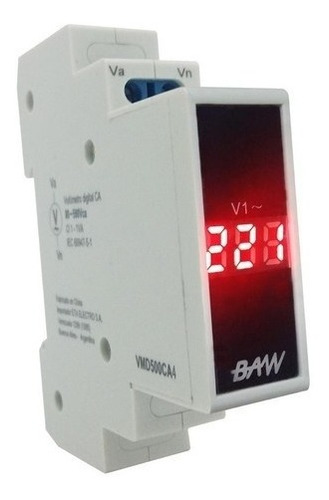 Voltimetro Digital Trifasico 1 Modulo Din Baw 0-500va