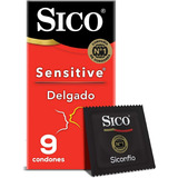 Sico Sensitive, Cartera Con 9 Condones Delgados Y Lubricados