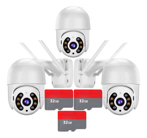Kit 3 Câmera Segurança Ip Dome Rotativa A8app C/ Cartão 32gb