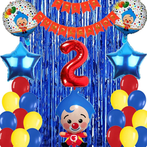 Combo Deco Payaso Plim Plim Globo 3d + Estrellas+cortina